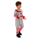 It Pennywise Kids Boys Grey Jumpsuit Cosplay Costume Outfits Halloween Carnival Suit